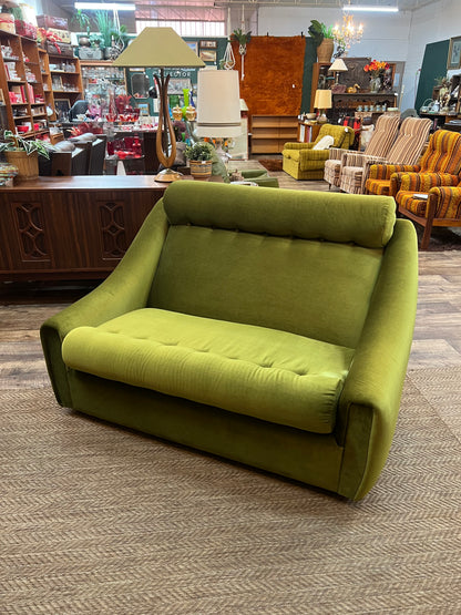 Dana Furniture 2 Seater Lounge | Olive Green Velour | Mid Century Modern Sofa
