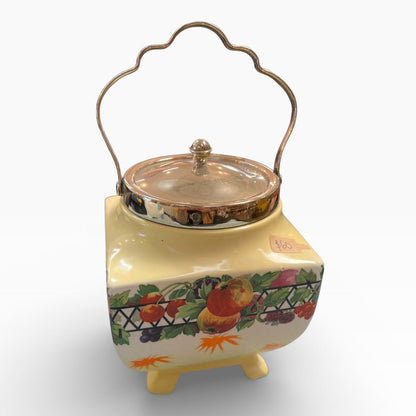 Sadler Fruit Design Biscuit Jar with Chrome Lid & Handle – Made in England