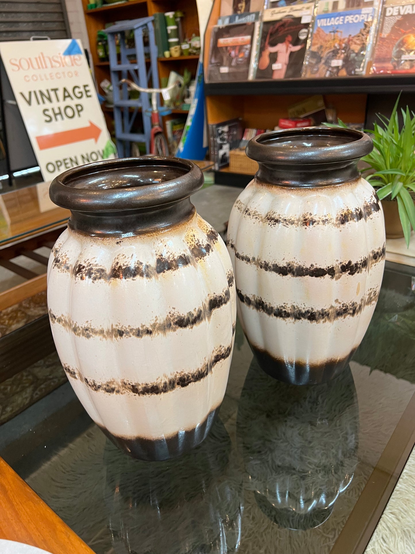 Pair Scheurich West German Pottery Vases 292-54