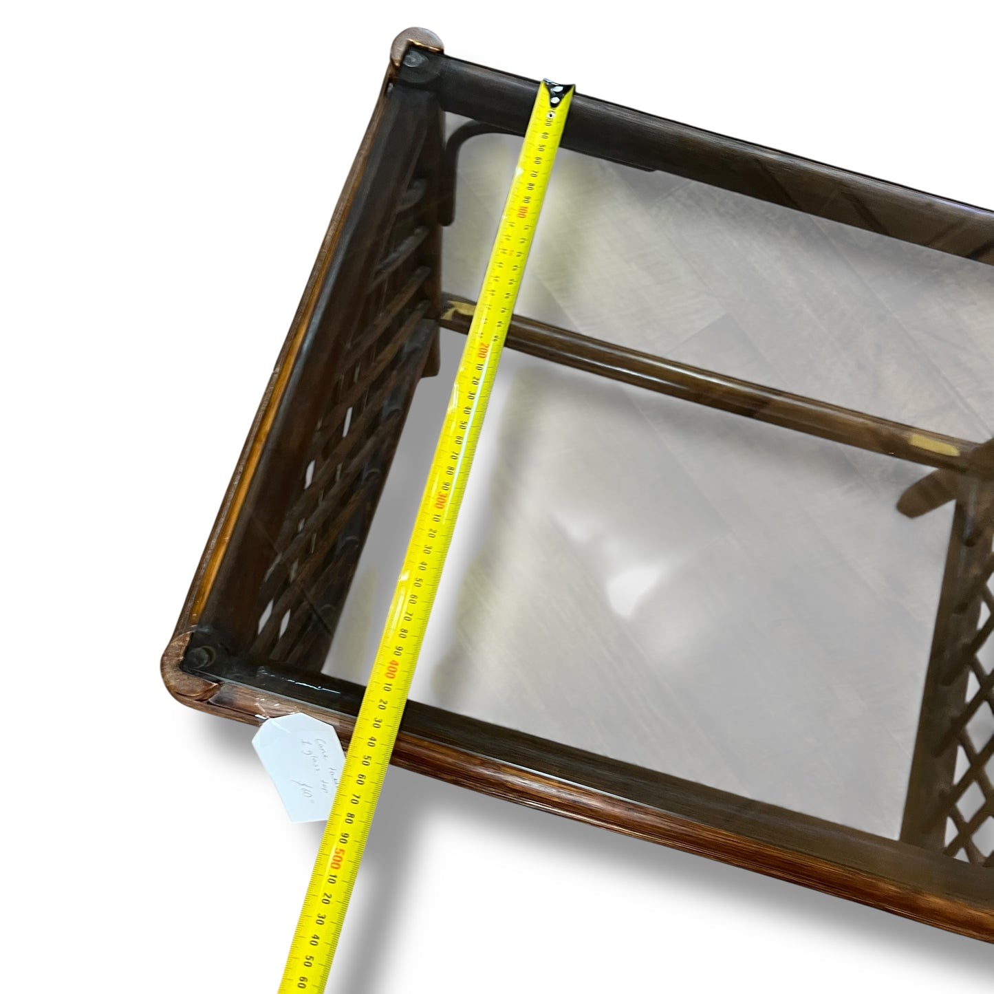 Brown Cane & Smoked Glass Side Table