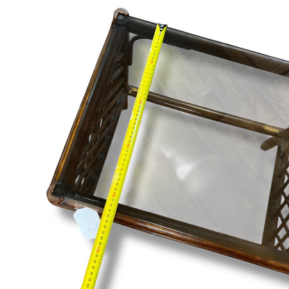 Brown Cane & Smoked Glass Side Table