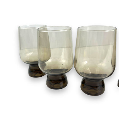 Crown Corning 12cm tall “Regis” Black Smokey Glass Set of 6