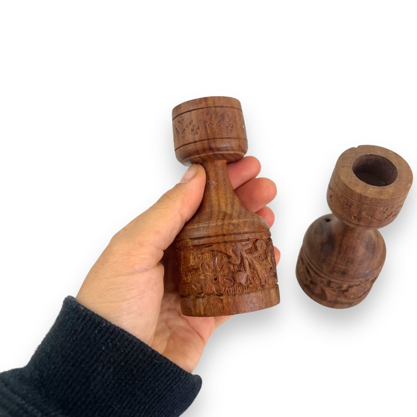 Wooden Candlestick Holder Set of 2