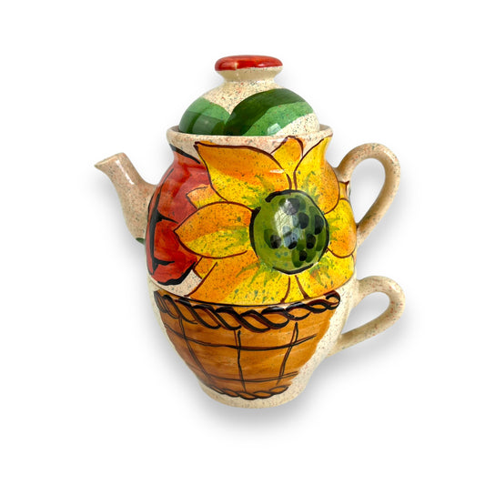 Yellow flower teapot and cup set