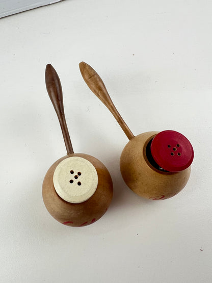 Peppy & Salty Cat Salt & Pepper Shakers with Timber Holders