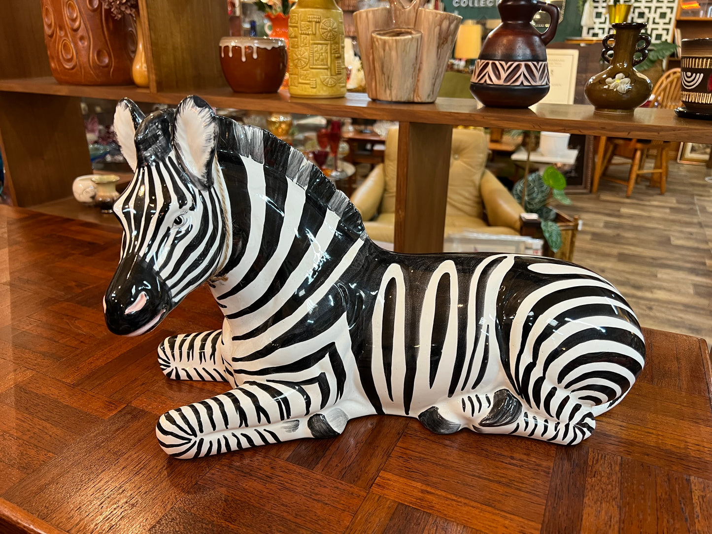 Vintage Ceramic Zebra Statue
