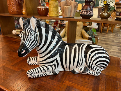 Vintage Ceramic Zebra Statue