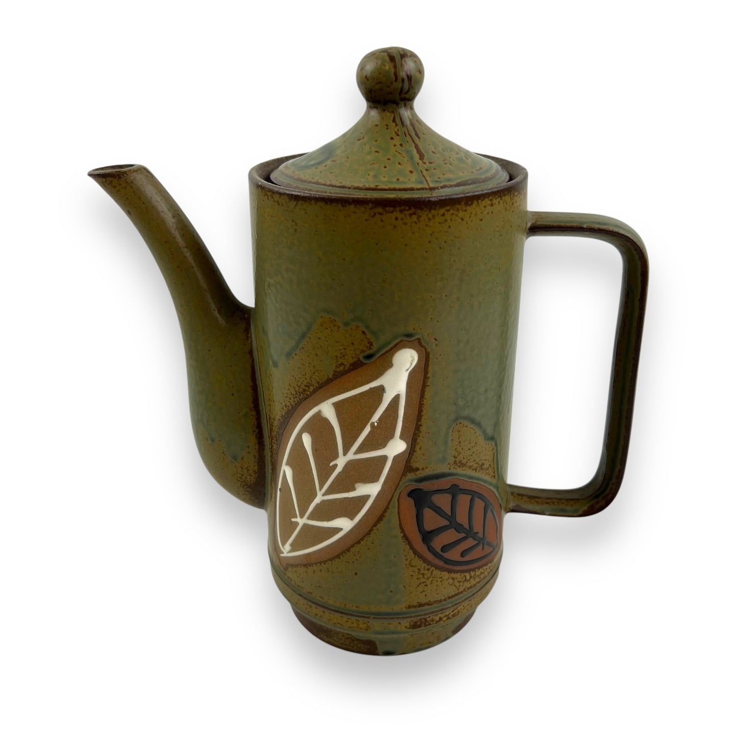 Pottery Leaf Dark Green Teapot with Lid