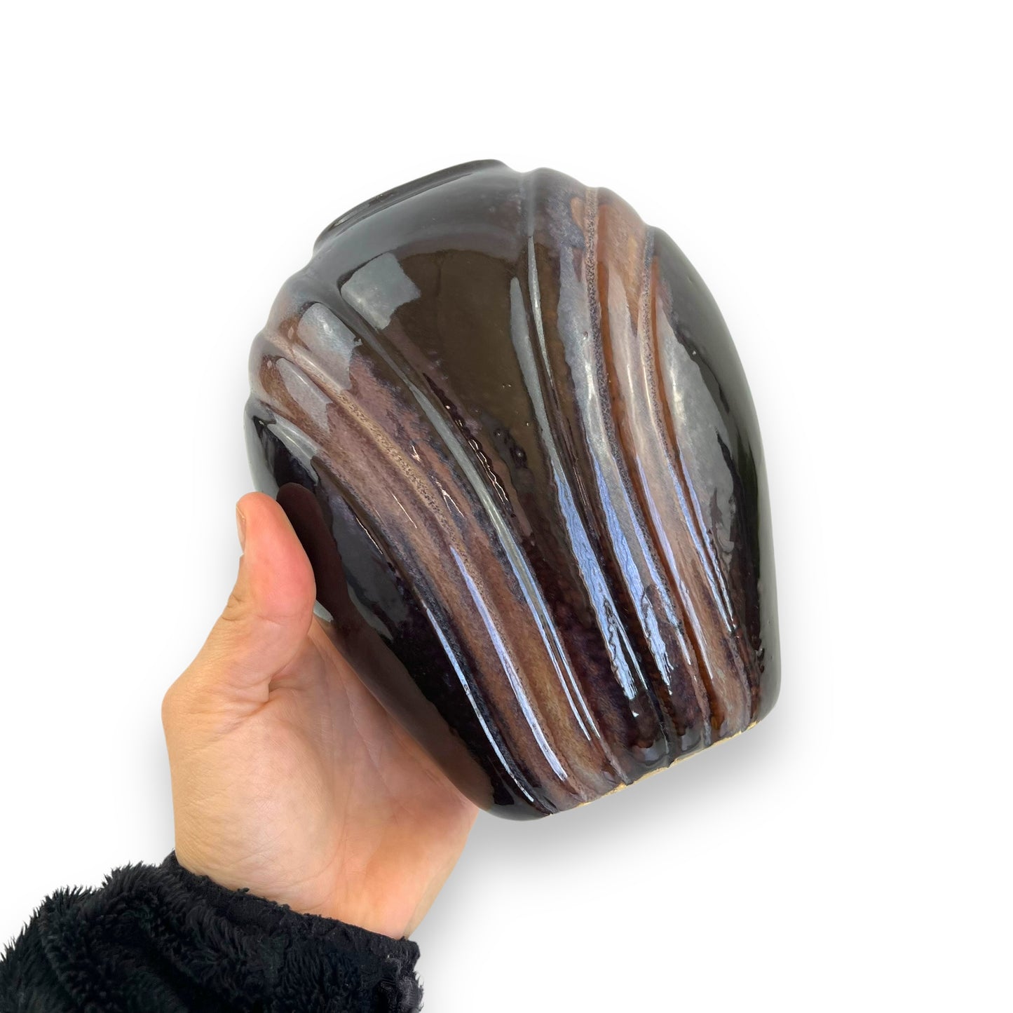 Black & Brown Pleated Vase