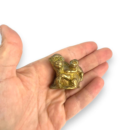 Gold Metal Monkey Paperweight Mini Statue