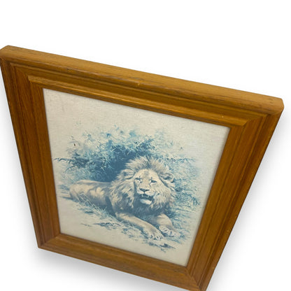 Lion & Tiger Print Set in wooden frame