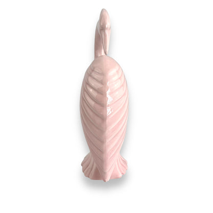 Pink ceramic heron bird statue