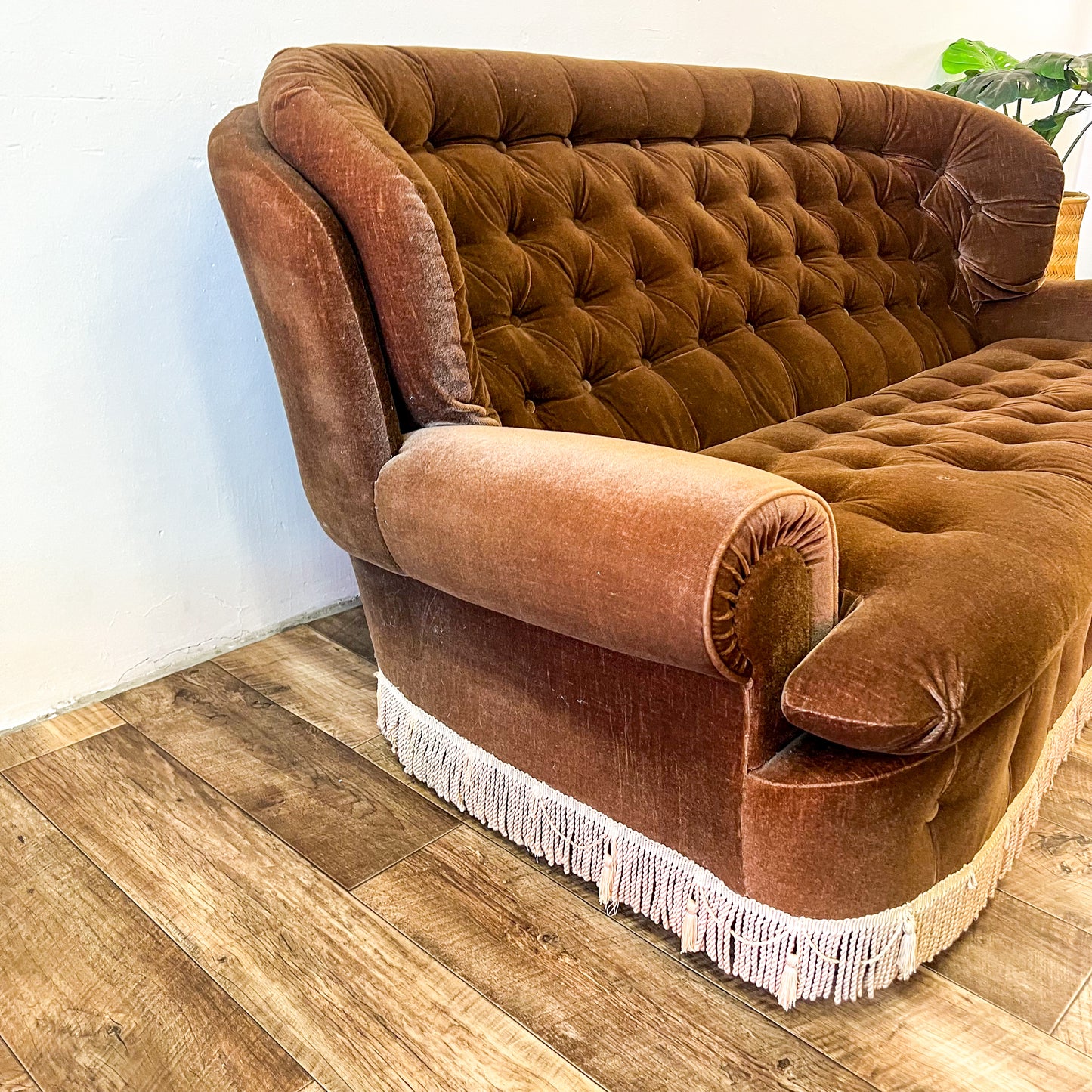 Brown Fringe Tassel 3 Seater Lounge