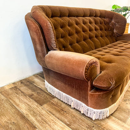 Brown Fringe Tassel 3 Seater Lounge