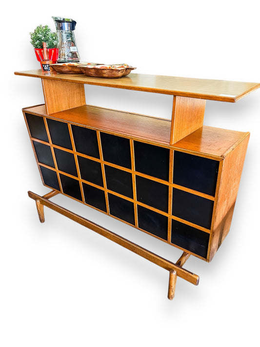 Noblett Bar Cabinet – Made in Australia – Retro Black Grid Front