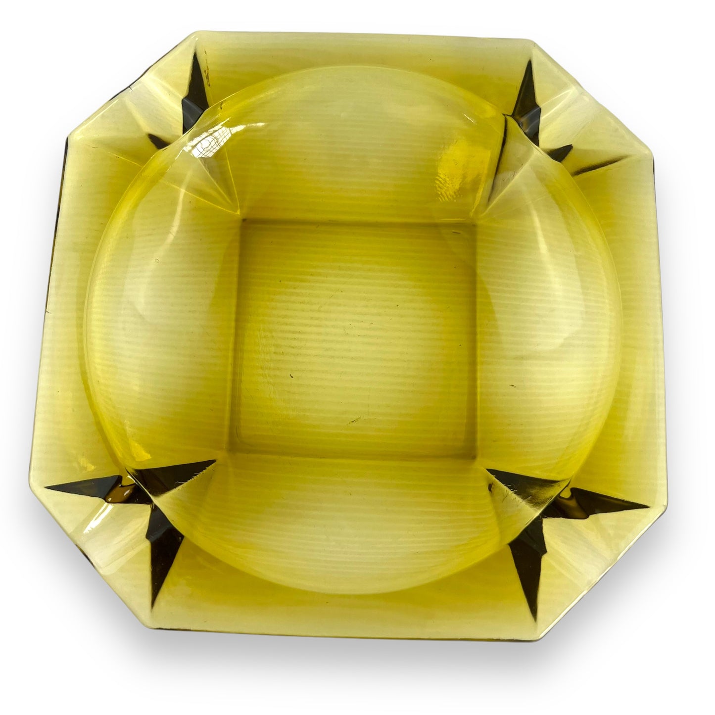 Large yellow glass square ashtray