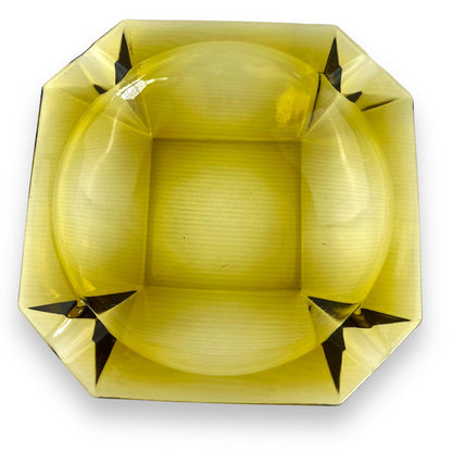 Large yellow glass square ashtray