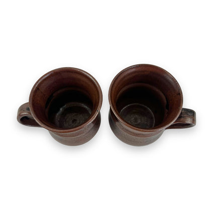Brown Pottery Mug x2