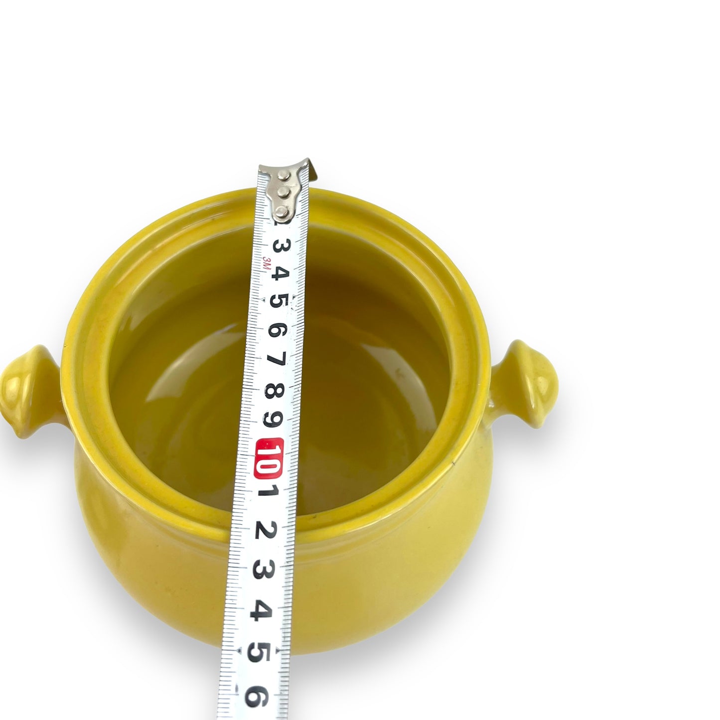 Colourful flower yellow fondue pot with lid