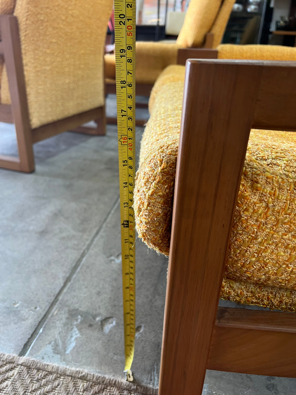 Mustard Yellow Bouclé Two-Seater Lounge