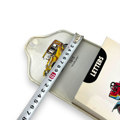 Metal Letters & Bills Wall Hanging Organiser with Vintage cars artwork