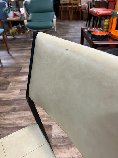 Cream Vinyl Dining Chair – Black Metal Frame