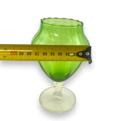 Green Empoli Art Glass Vase with Scalloped Rim