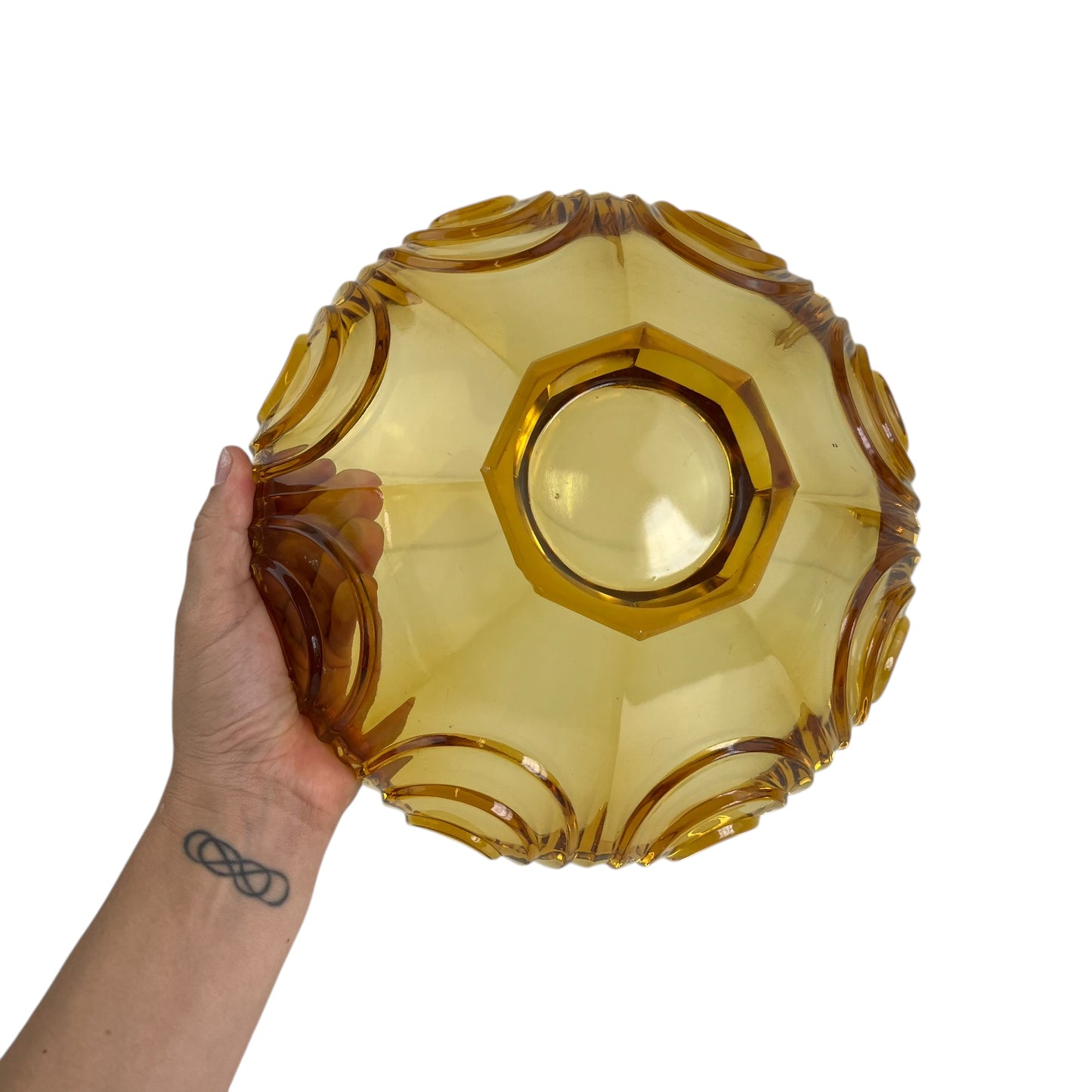 Amber Glass Scallop Edge Bowl
