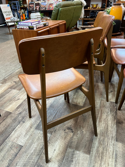 Set of 6 HiFi Mid Century Dining Chairs with brown upholstery