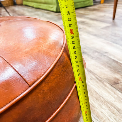 Round Brown Vinyl Ottoman / Pouffe
