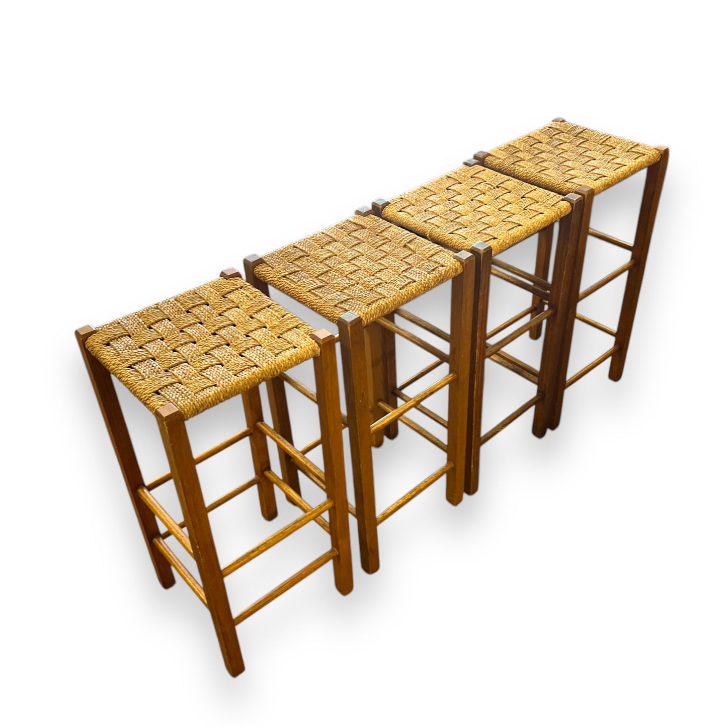 Wooden Stool with woven top