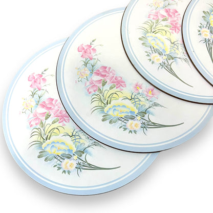 Set of 6 Vintage Floral Placemats - Pastel Flower Design