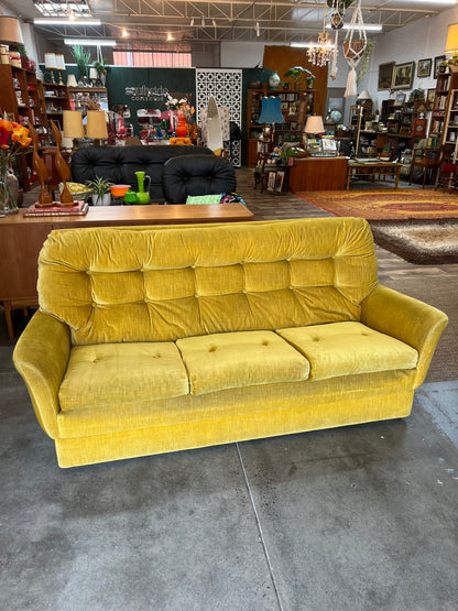 Fler Yellow Velvet Three-Seater Lounge