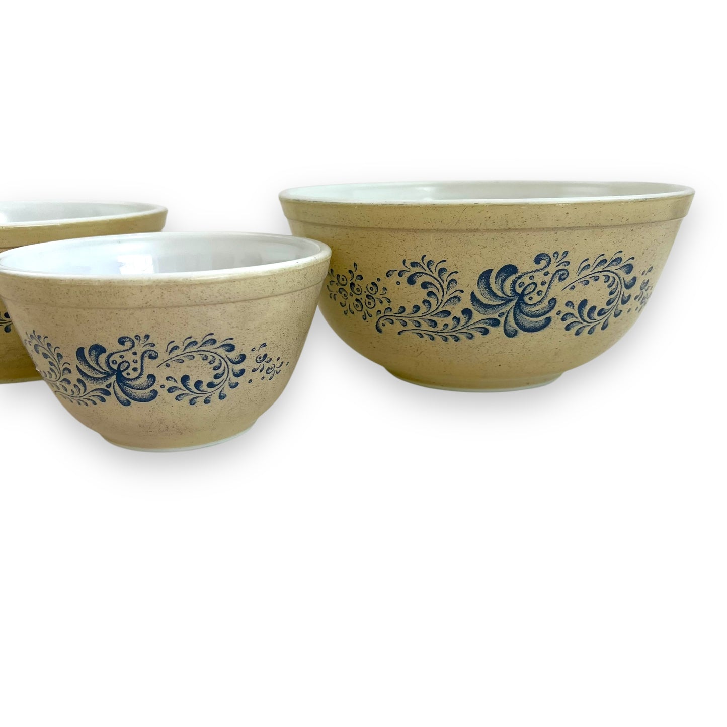 Pyrex Blue Homestead 3-Piece Mixing Bowl Set – Country Farmhouse Blue & Beige