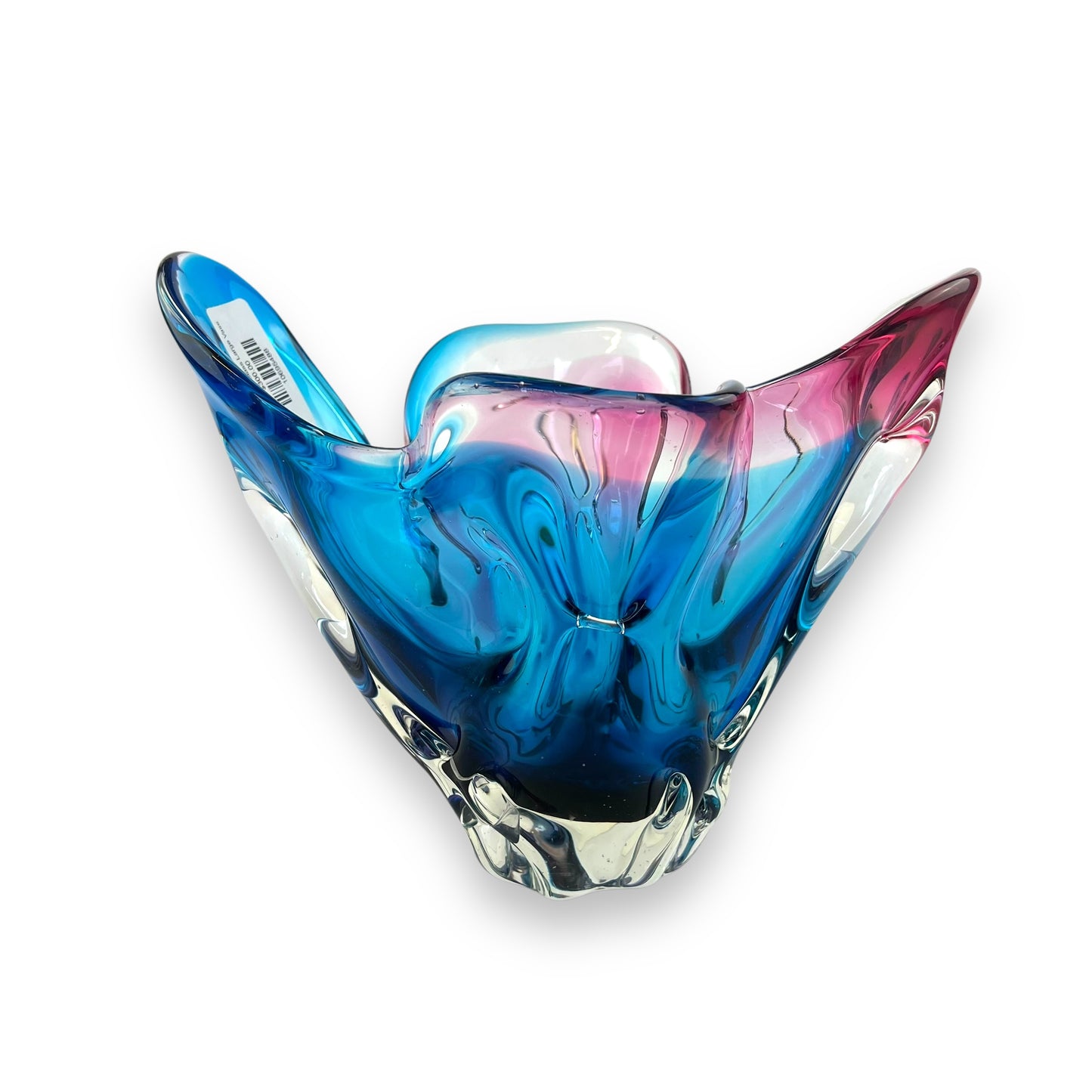 Pink & Blue Art Glass Large Vase