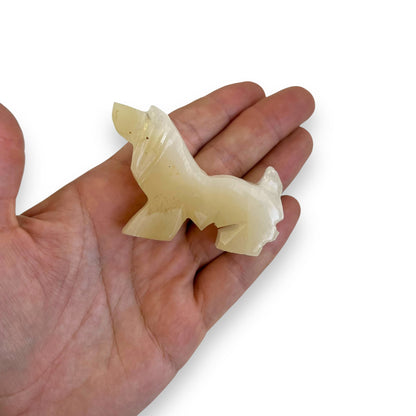 Onyx stone carved dog statue ornament