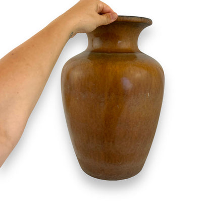 West German Large Brown Vase - 41cm Tall x 20cm Wide