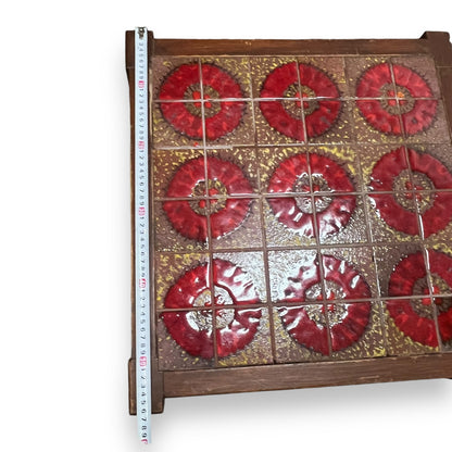 Red Circle Pattern Tile Side Table