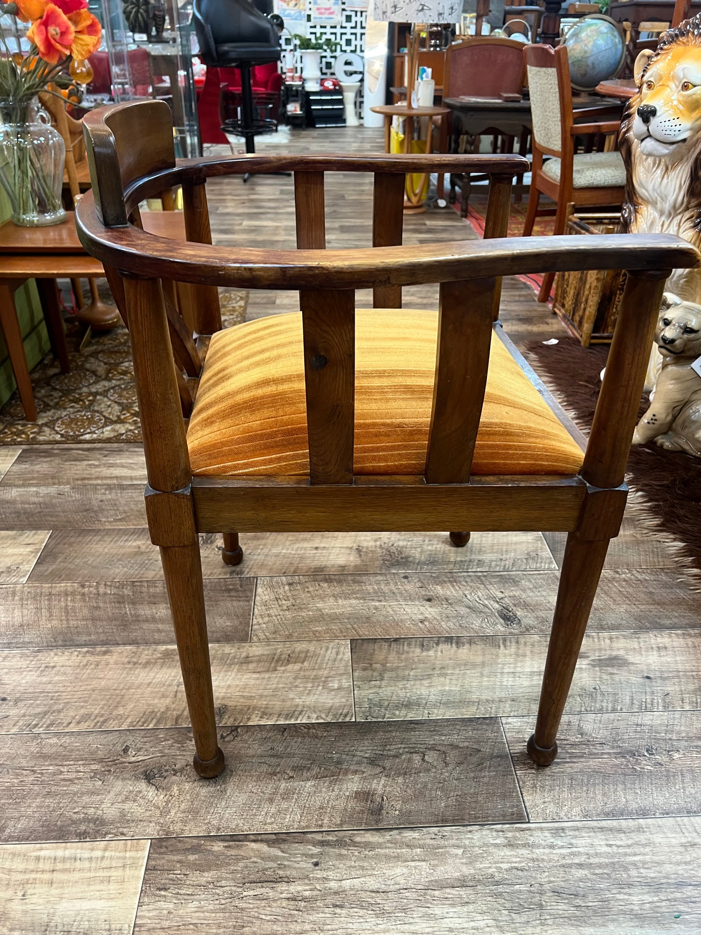 Timber Barrel Back Armchair with Mustard Velvet Seat