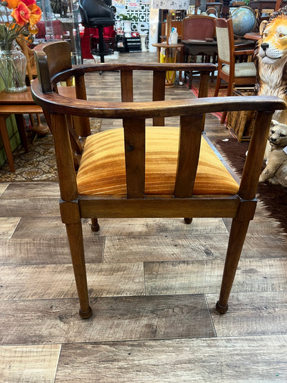 Timber Barrel Back Armchair with Mustard Velvet Seat