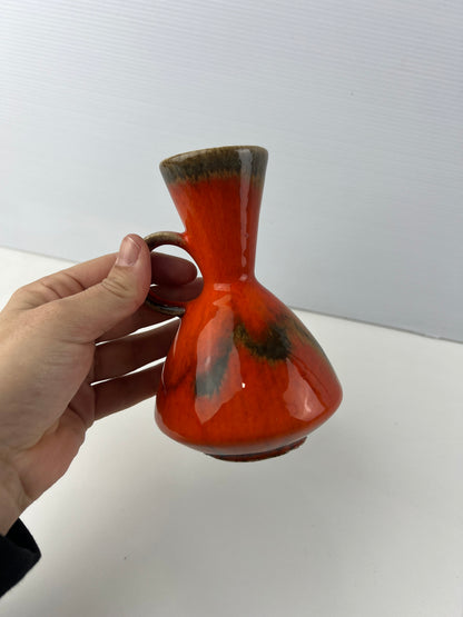 West German Pottery Orange & Brown handled Vase 483/74