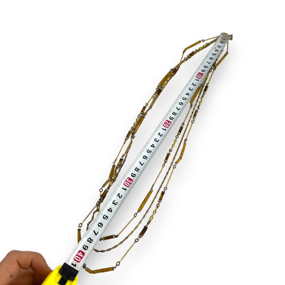 Gold Metal and glass Bead 3 String necklace