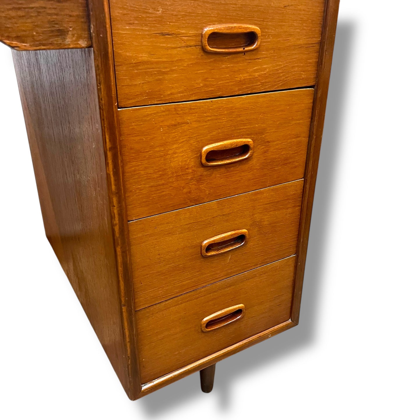 Mid-Century 8-Drawer Wooden Office Desk with Sculpted Handles