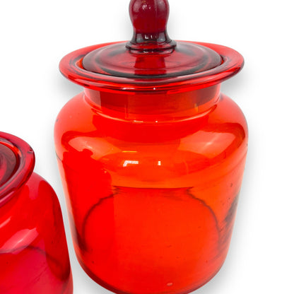 Takahashi Apothecary Jar Set of 2 – Red Glass – Made in Japan
