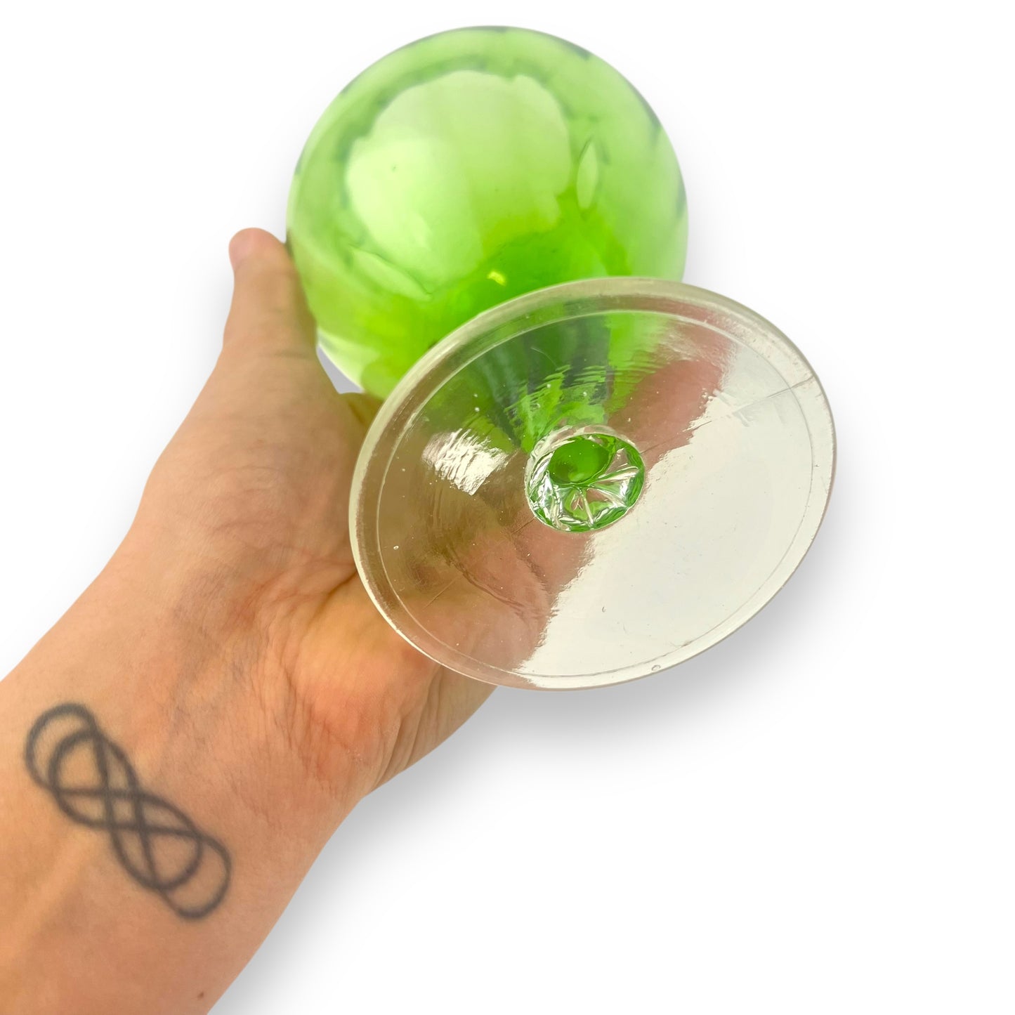 Green Empoli Art Glass Vase with Scalloped Rim