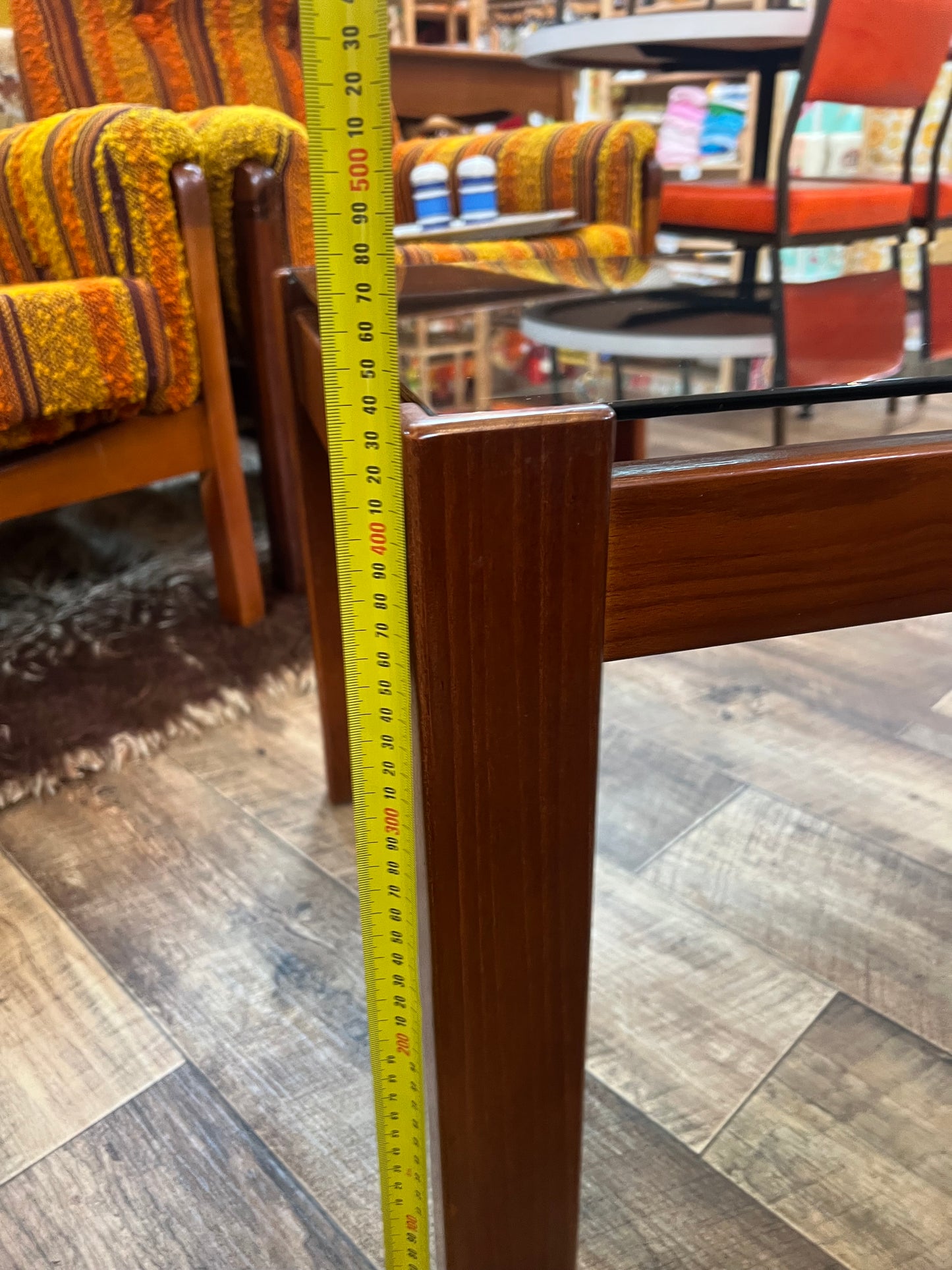 Mid-Century Timber & Smoked Glass Coffee Table