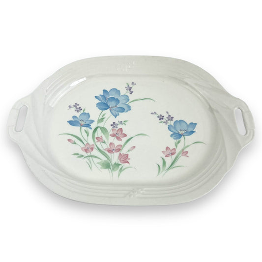 Blue & Pink Flower Serving Platter Plate