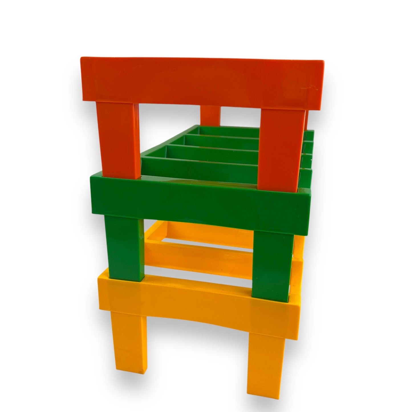 Orange, Green & Yellow Plastic Stacking Bottle Holder