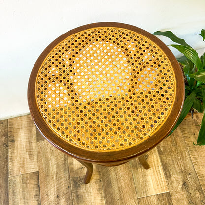 Rattan Bentwood Dark Timber Stool