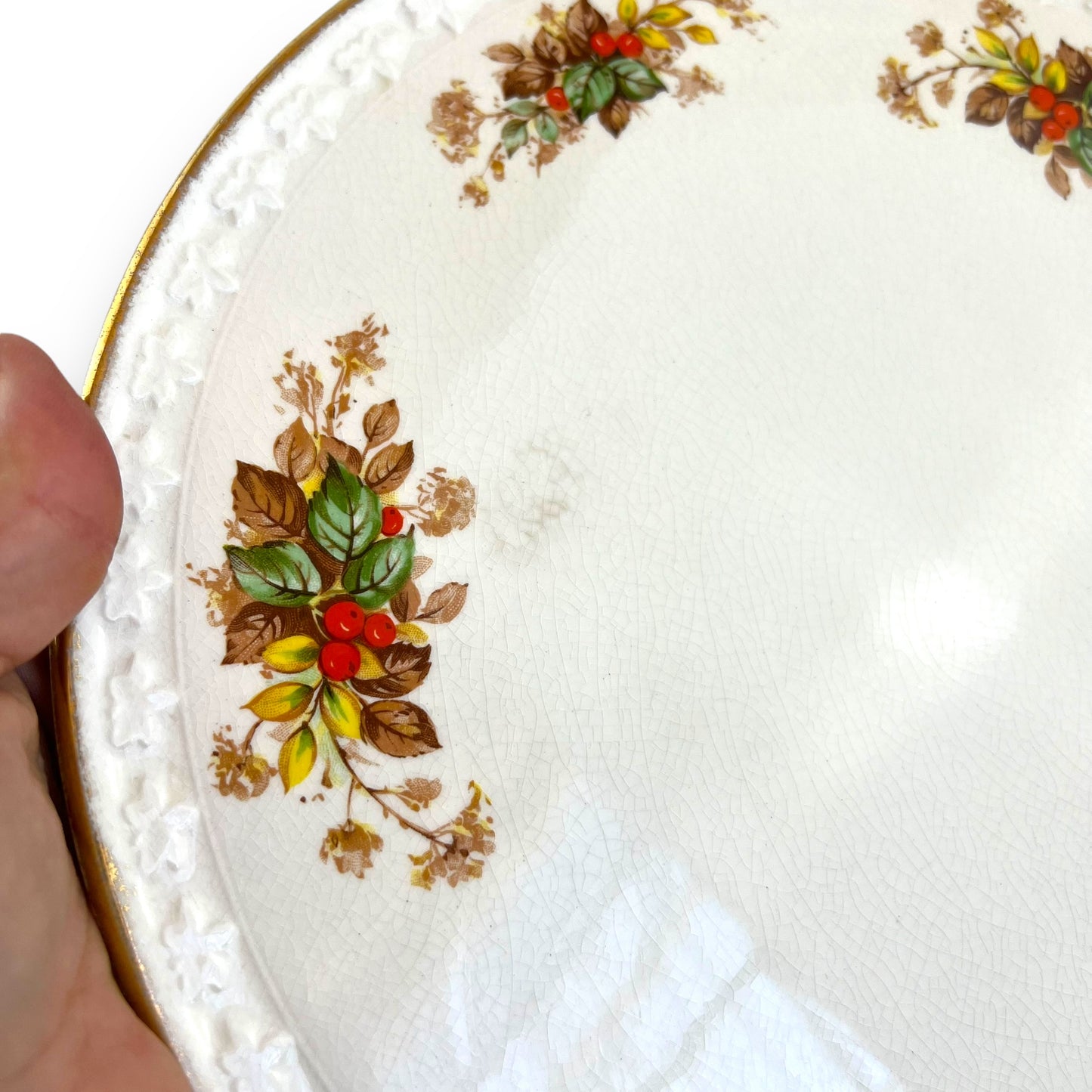 H Aynsley & Co Round Floral Berry Pattern Cake Platter